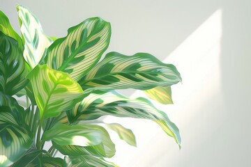 Wall Mural - A detailed shot of a beautifully potted Calathea plant with its intricate leaf patterns, 