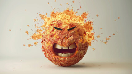 A mind-boggling emoji, with an exploding head, is depicted in 3D on a plain white backdrop.
