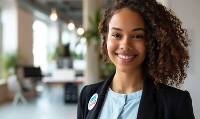 Wall Mural - Smiling and confident woman in office with 