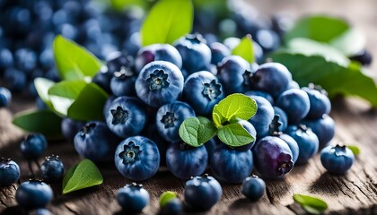 Raw Blue Organic Blueberries in a Bunch
