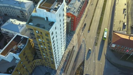 Wall Mural - Aerial view of Swedish apartment buildings in Linkoping residential area. Family condos housing development in Sweden city