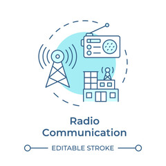 Wall Mural - Radio communication soft blue concept icon. Transmitter and receiver. Broadcast station. Form of telecom. Round shape line illustration. Abstract idea. Graphic design. Easy to use in presentation