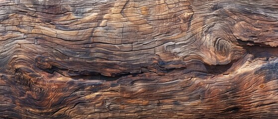 Wall Mural - Panoramic close-up, high detail scan of weather-beaten teak wood texture, Generative AI