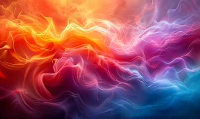 Poster - vivid abstract color swirls: dynamic waves of red, orange, pink, and blue hues blending in ethereal 