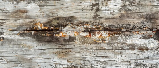 Wall Mural - Panoramic close-up, high detail scan of weathered poplar wood texture, Generative AI