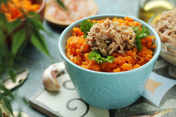 Wall Mural - Houria, cooked carrot salad, a traditional dish of Tunisian cuisine