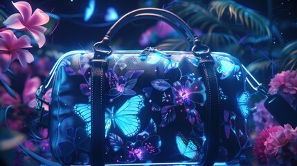 Poster - Floral and Butterfly Design Handbag