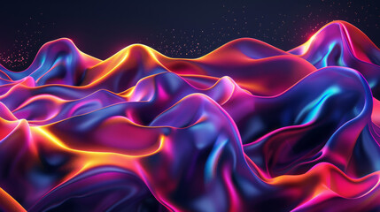 Wall Mural - Wavy shapes with bright neon colors