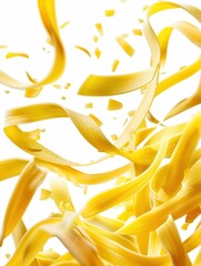 Poster - Raw Italian pasta gracefully falls against a white background. Generative AI
