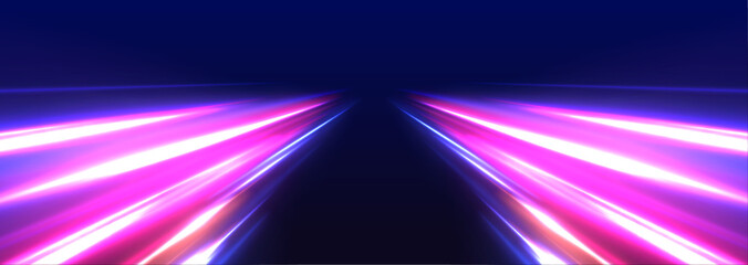 Wall Mural - neon stripes in the form of drill, turns and swirl. speed of light concept background. abstract back