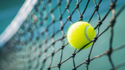 tennis ball bouncing from net 