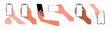 © Creative_Juice_Art - Diverse female and Hands holding mobile phone hand drawn vector illustrations. Fingers touching smartphone screen, using application. Empty screen, phone mockup. Set isolated on transparent background