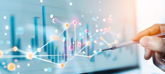 Poster - High-tech design with SEO graphs in primary colors, representing successful marketing campaigns