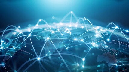 Poster - Globe with Global Network Connectivity for Future Internet Data Network Digital Technology Concept.