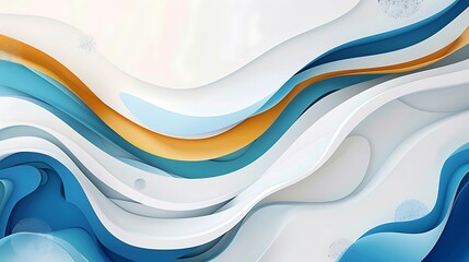 Poster - Abstract Papercut Waves in Blue White