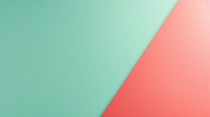 Poster - Abstract background with diagonal line dividing two color blocks, creating modern aesthetic with mint and coral hues