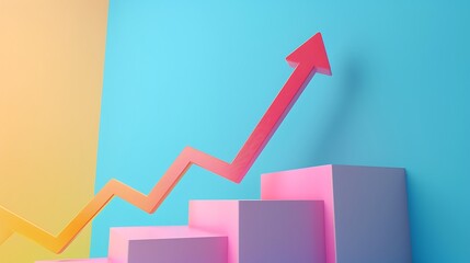 Poster - 3d up arrow trend with financial chart for business concept growth progress success.