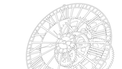 Poster - clock mechanism symbol 3d illustration