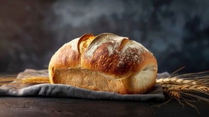 Wall Mural -  Loaf of bread. Dark backdrop. 