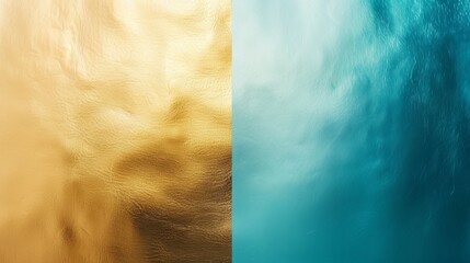 Poster - Shiny golden and blue abstract backgrounds divided vertically, creating an interesting contrast of warm and cool colors