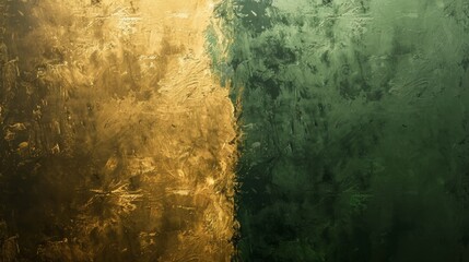 Poster - Abstract background showing a golden and a green part, both having different textures. This background is ideal for creative projects