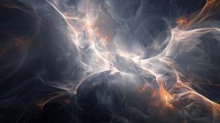 Sticker - Abstract Swirling Smoke with Orange and White Hues