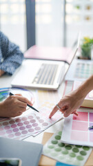Fototapete - Graphic design work at desk, Creative designer concept