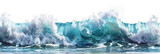 Blue ocean wave splashing, cut out