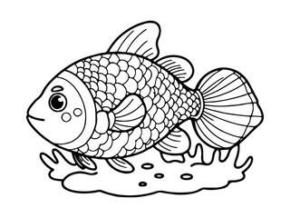 Wall Mural - 	
Coloring page of cute cartoon fish for kids coloring book