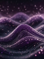 Poster - Digital purple wave - particles and light with shining dots, abstract background, high contrast