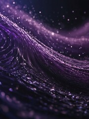 Poster - Digital purple wave - particles and light with shining dots, abstract background, high contrast