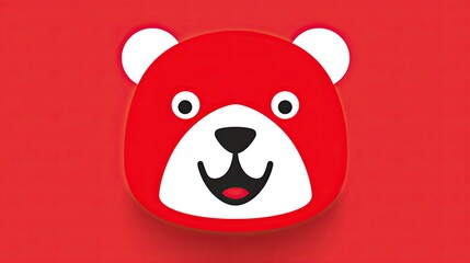 Poster - A cute cartoon bear in red 