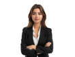 © Omid - isolated portrait of confident businesswoman in suit with crossed arms, female in formal business attire