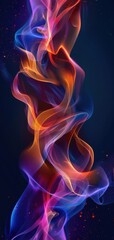 Poster - Vibrant Abstract Smoke with Dark Blue Background and Glowing Colors