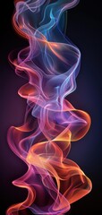 Poster - Vibrant Abstract Smoke Waves with Colorful Gradient on Dark Background