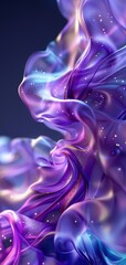 Poster - Abstract Digital Art with Swirling Colorful Ribbons and Sparkles