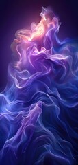 Poster - Abstract flowing light and color waves in purple and blue hues