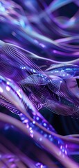Poster - Abstract Digital Waves in Purple and Blue with Light Effects