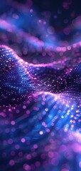 Poster - Abstract Digital Waves with Vibrant Purple and Blue Lights