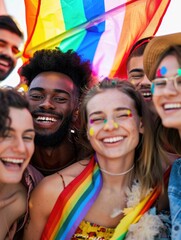 A group of people smiling and posing together for a photo shoot