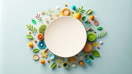 Circular filled with various objects, concept, design, creative, round, unique,art, circular, colorful, diverse