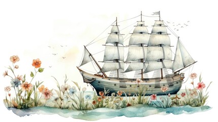 Wall Mural - an elegant pirate ship 