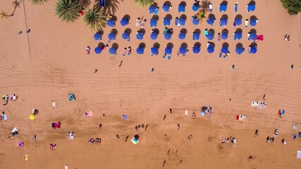 Wall Mural - People activities and relax on sand beach Teresitas, Canary island