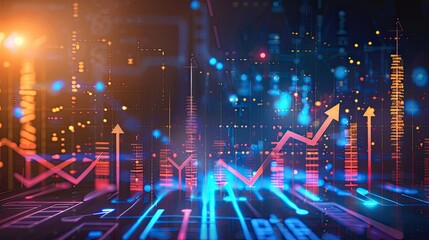 Poster - Abstract business growth concept with arrows and graphs