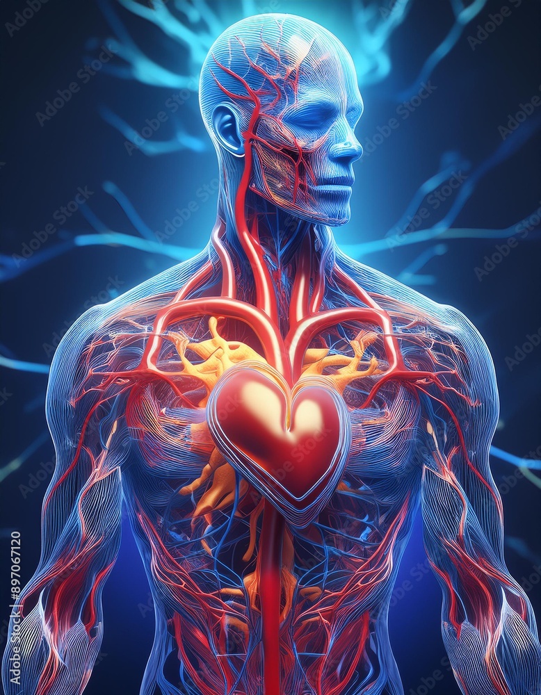 Vivid and detailed abstract visualization of the human circulatory ...