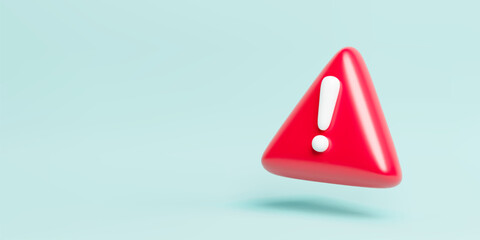 Poster - 3d realistic red triangle alarm and warning signal banner. black signal caution about danger alert, 
