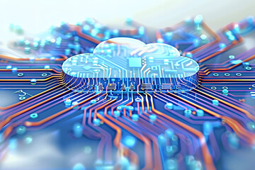 Aufkleber - cloud computing icon with circuit background, 