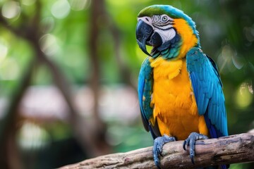 colorful macaw on branch