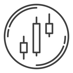 Poster - Circle with Crypto Candlestick Chart Pattern vector outline icon or sign