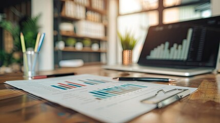 Poster - Financial analysis charts and graphs on a clean desk